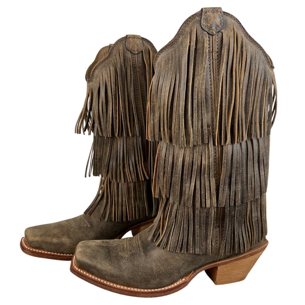 Twisted X Women's Steppin' Out Bomber Fringe Shaft Leather Western Boots (7.5)